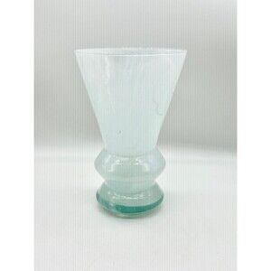 Art Deco MCM Blue Green Opaque Glass Vase